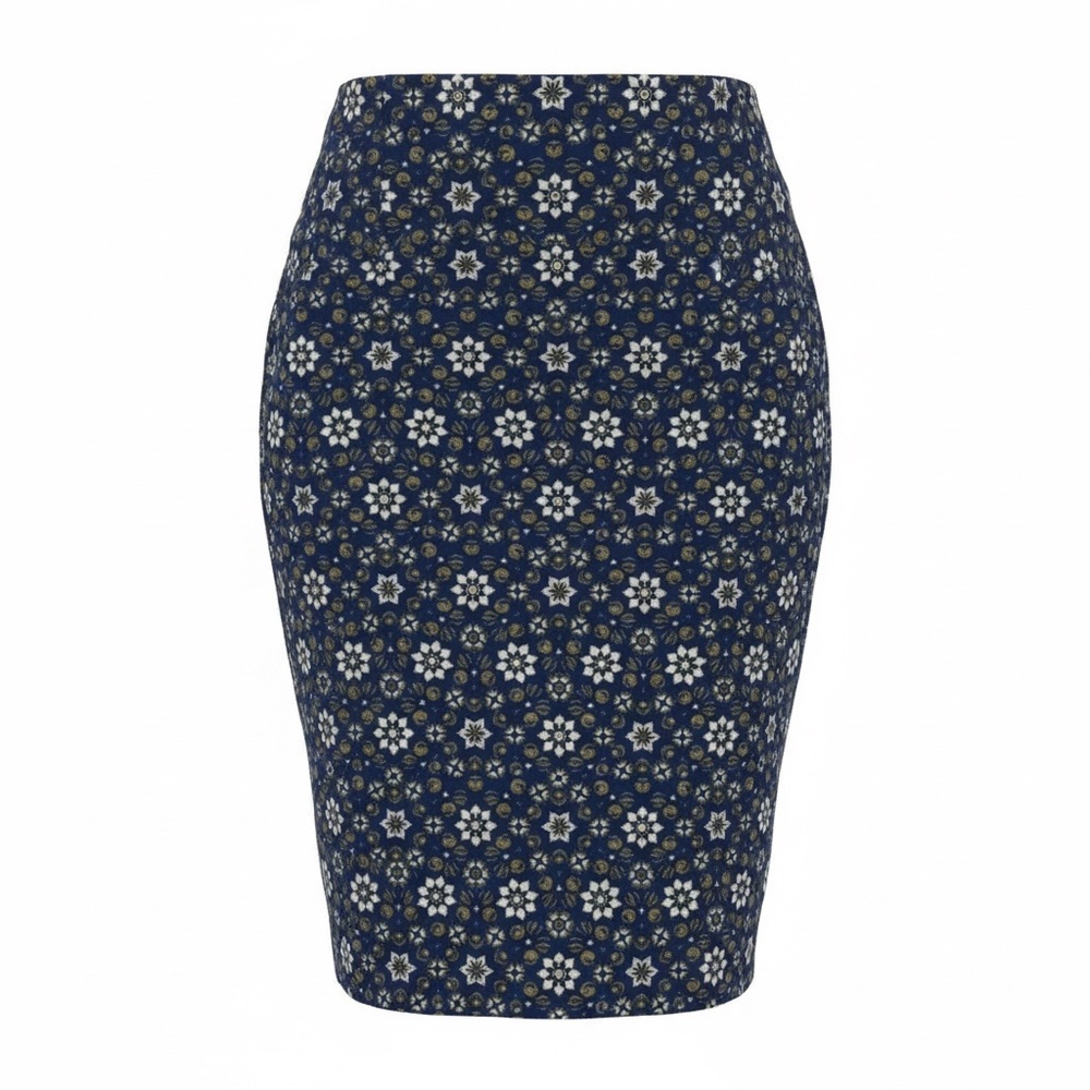 LuLaRoe Blue and White Patterned Pencil Skirt